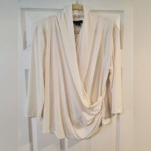 Cream Dotted Wrap Blouse